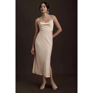 Anthropologie BHLDN Cali Satin Charmeuse Slip Dress